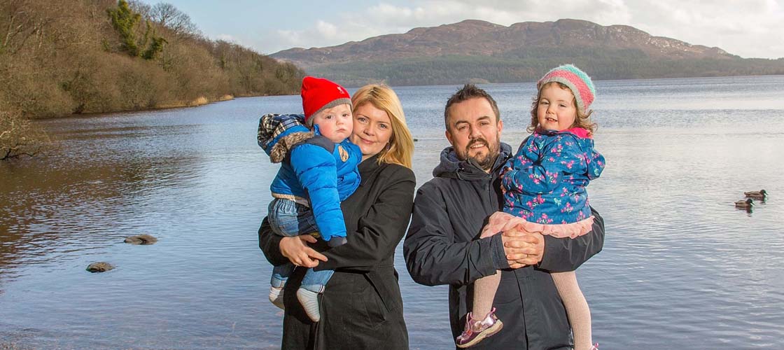 Ciaran Byrne, with his wife Martha Kearns and their two children, Ciara and Leo, in Hazelwood, Sligo. Photo: James Connolly 11MAR15