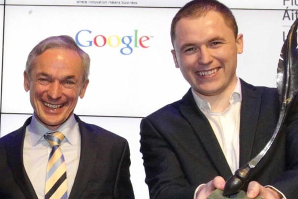 NO REPRO FEE 7/12/2014 Minister for Jobs, Enterprise and Innovat NO REPRO FEE 7/12/2014 Minister for Jobs, Enterprise and Innovation, Richard Bruton TD, announced Eamon Keane (2nd from left) of Xpreso, South Dublin as 'Ireland's Best Young Entrepreneur' and winner in the 'Best Start Up' category, Dean Gammell (right) of The Group System from Co. Westmeath as winner of 'Best Established Business with Add On' and Philip Martin of Blanco Nino from Co. Tipperary as the winner of 'Best New Idea' at the first-ever 'Ireland's Best Young Entrepreneur' (IBYE) competition National Final, held at Google's European Headquarters in Dublin. A total investment fund of eur100,000 was awarded to the three winning companies, in a competition that attracted over 1,100 entries when it was launched earlier this year through the Local Enterprise Offices and is supported by the Department of Jobs, Enterprise and Innovation. Each of the three finalists also wins a place at the Google 'Adopt a Start Up' programme next year. The Google award for 'Best Online Promotion of a Business' was also announced and went to Padraig O'Scanaill, from Fund Recs in Waterford. Photo: Mark Stedman/Photocall Ireland