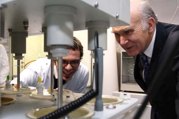 Vince Cable in lab DCU Invent New Frontiers