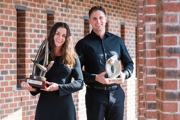 New Frontiers in Cork MTU 2 Dr Sinéad Mellett, recipient of the Best Business Opportunity Award for Natural Vet Co, and Marc O'Donovan Wyatt, recipient of the Peer Excellence Award, for Genni at the New Frontiers Phase 2 Programme 2024 Graduation at Munster Technological University (MTU), Bishopstown Campus. The event celebrated the achievements of innovative early-stage entrepreneurs completing the national startup development programme.